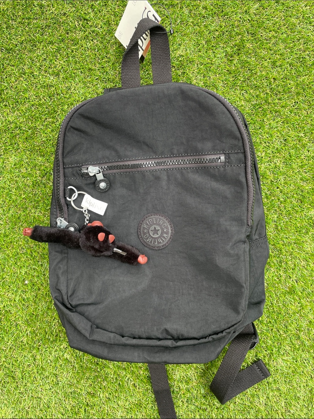 Kipling Black Nylon Everyday Backpack with Monkey Keychain